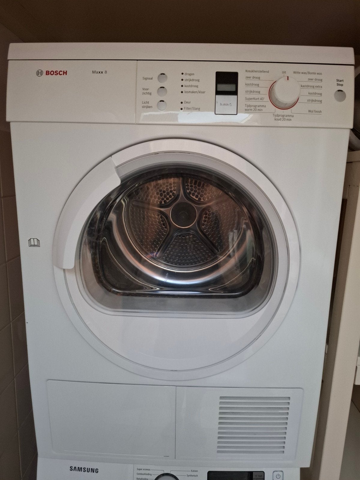 Bosch condensdroger, gratis, 6 tot 8 kg, Ophalen, Condens, 85 tot 90 cm