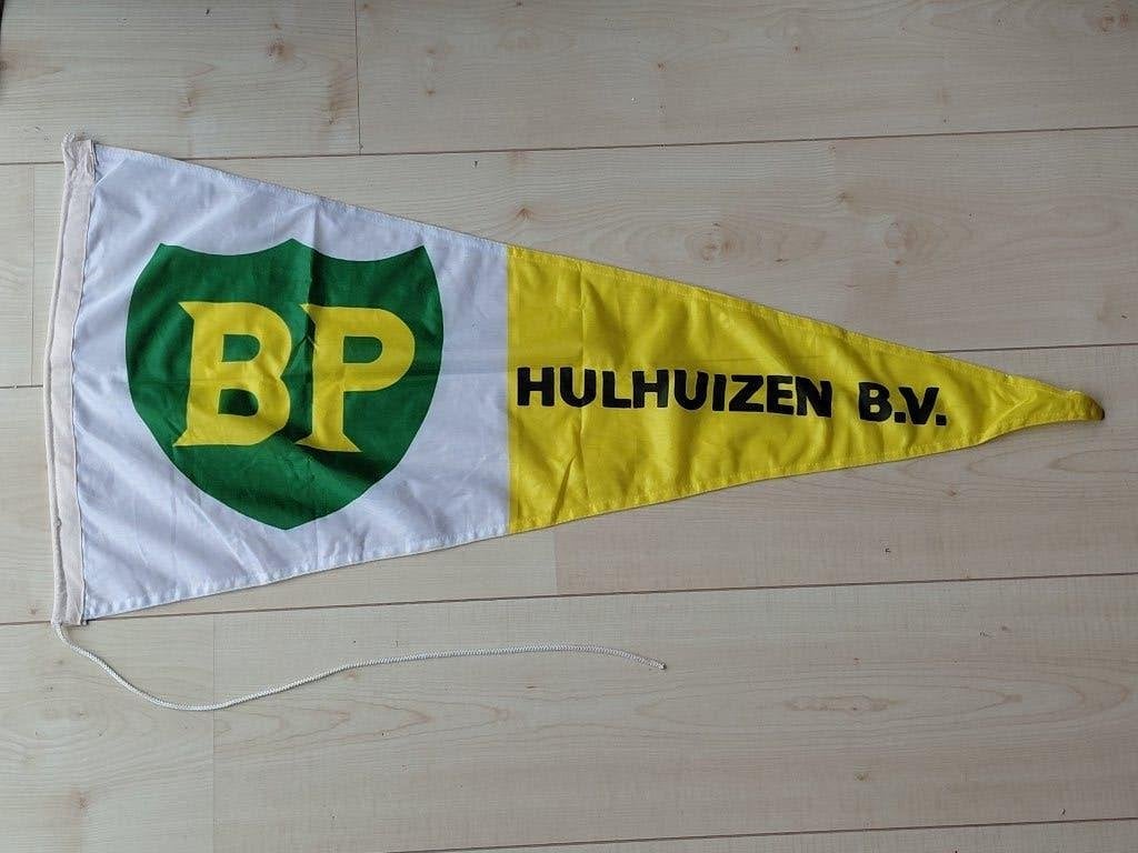 Scheepsvaart vlag BP Hulhuizen B.V. Ongeveer 85 cm bij 40 cm, Verzenden, Zo goed als nieuw, Gebruiksvoorwerp