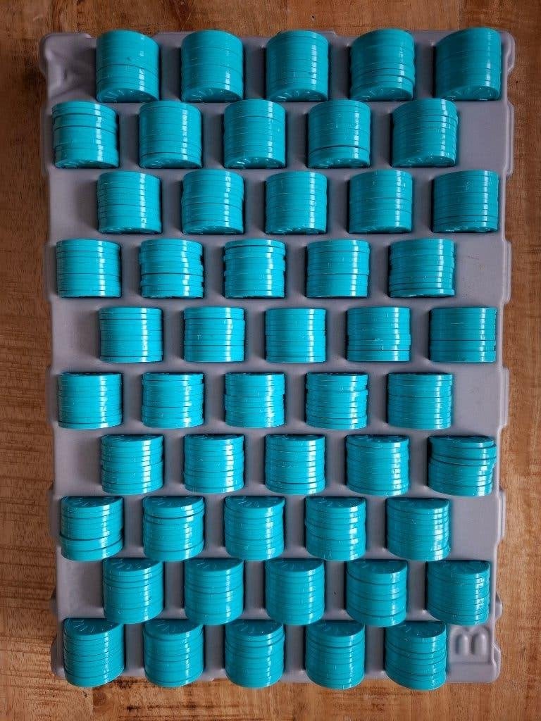 500 consumptiemunten (neutraal) met telbak, munten, Ophalen of Verzenden, Gebruikt
