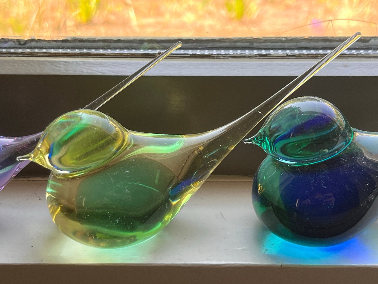 Set van 3 glazen vogels in verschillende kleuren, Ophalen, Zo goed als nieuw, Dier