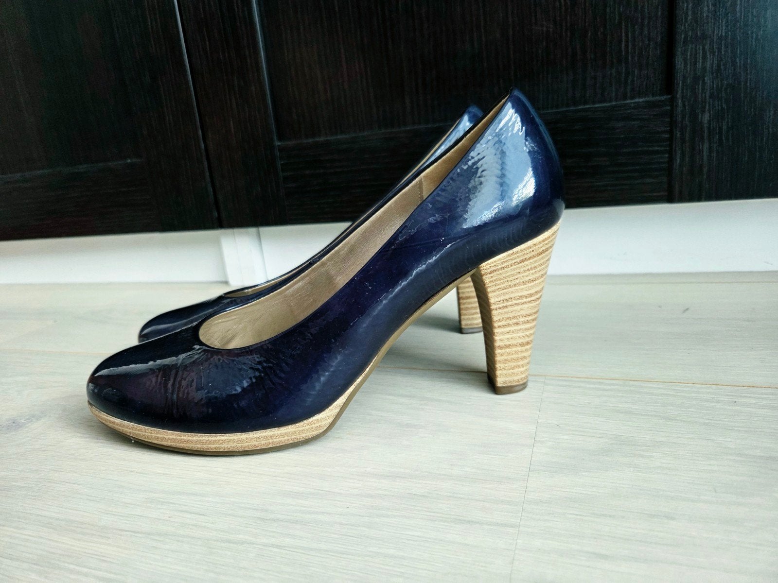 Gabor blauw lakleer hakken blauwe lak pumps 7 40 40,5, Pumps, Blauw, Gabor, Ophalen of Verzenden