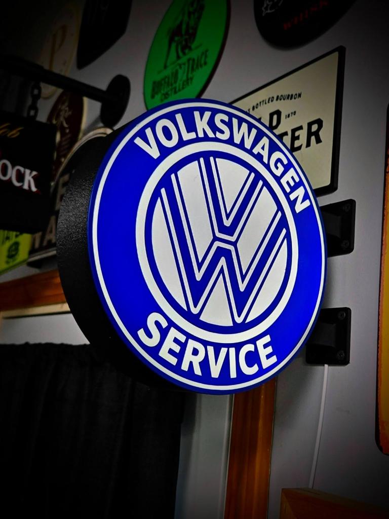 Nieuwe LED VW Service lamp - 2-zijdig, USB, Ø 23 cm, Ophalen of Verzenden, Nieuw, Volkswagen, Auto, Garage, Retro