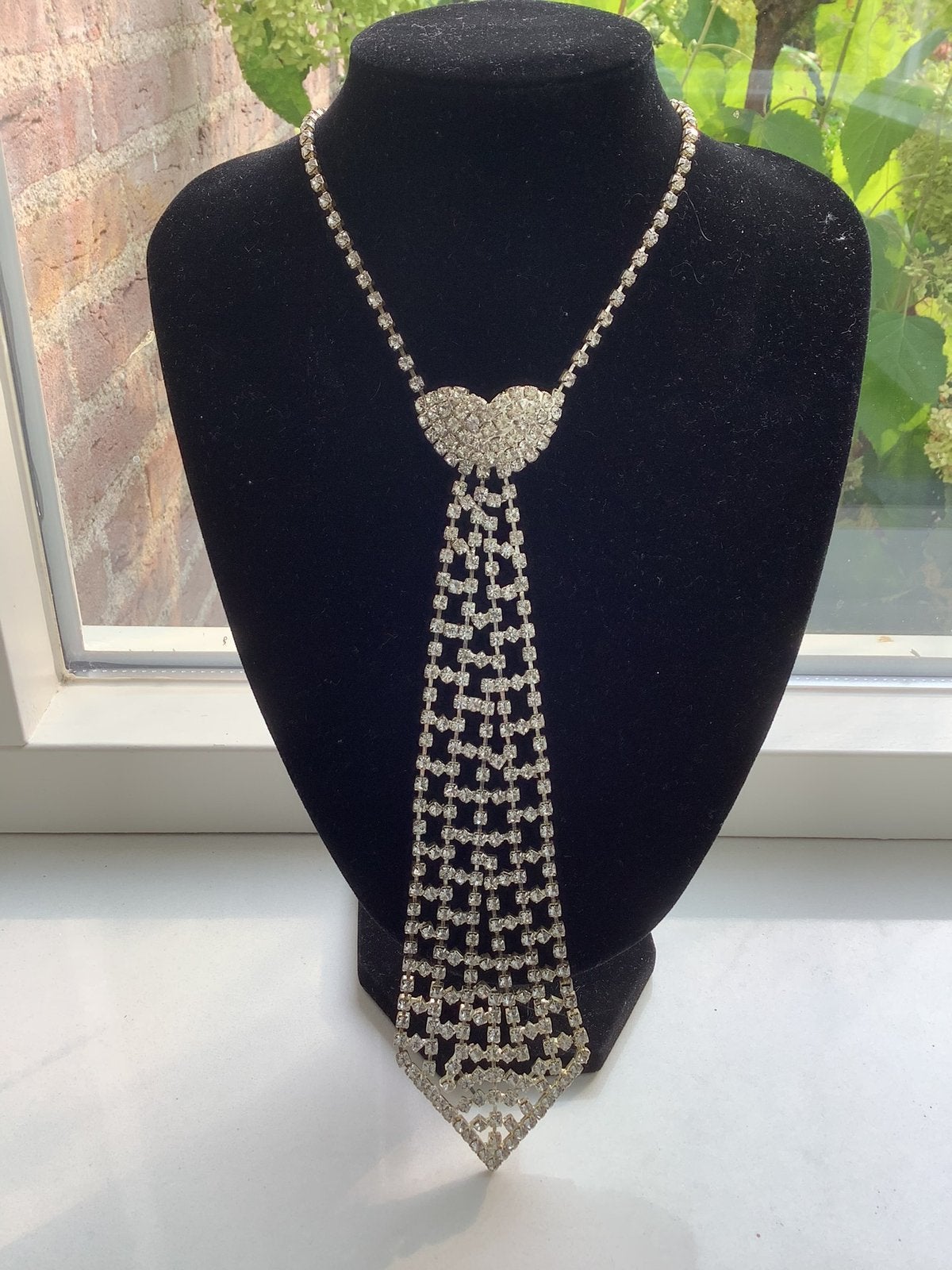 mooie ketting choker stropdas strass steentjes blingbling, Ophalen of Verzenden, Zilver, Overige materialen