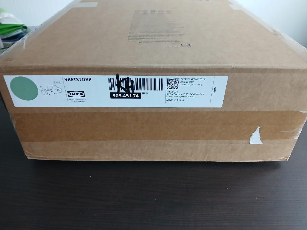 Ikea VRETSTORP, Hoes 3-zits slaapbank. Hakebo grijsgroen., Groen, Nieuw, Tweepersoons, 140 cm