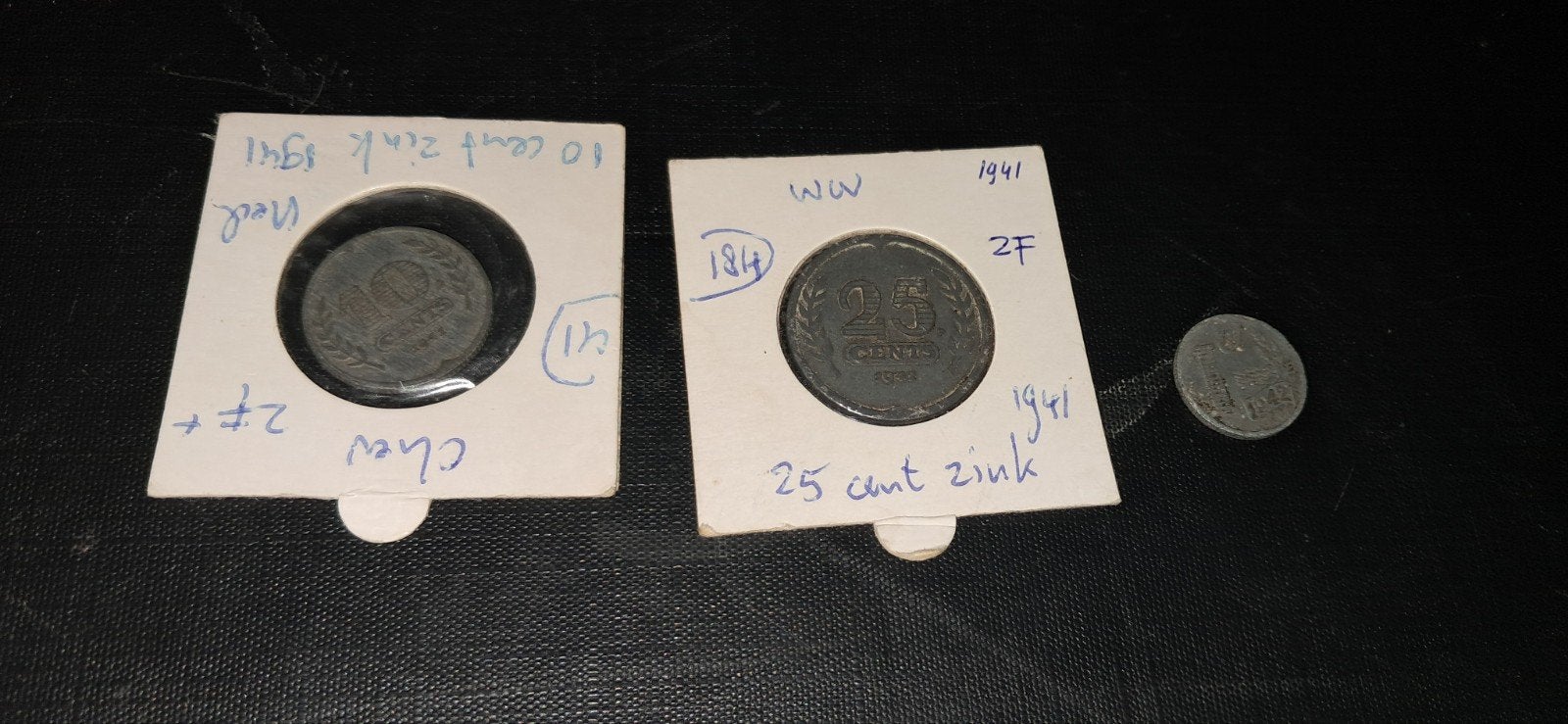 Nederlandse Zinken Munten 10 en 25 Cent 1941-1942, Postzegels en Munten, Ophalen of Verzenden