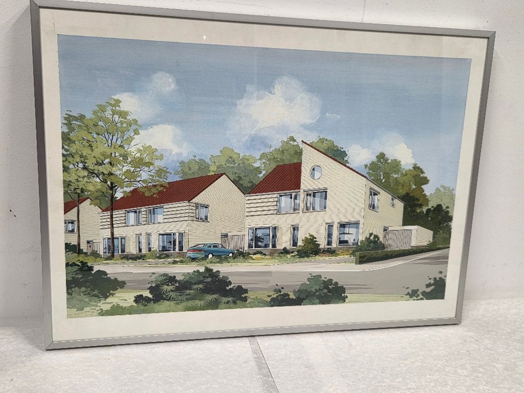 Nieuwbouw project, Ophalen of Verzenden, Ingelijst, Overige technieken, Stadsgezicht