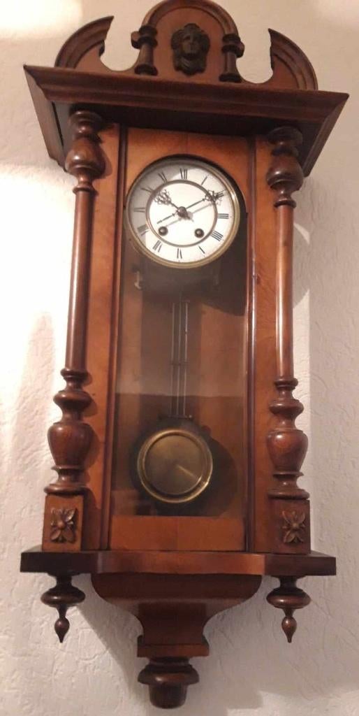 Antieke  Regulateur , notenhouten kast. plm. 1880 !, Ophalen of Verzenden