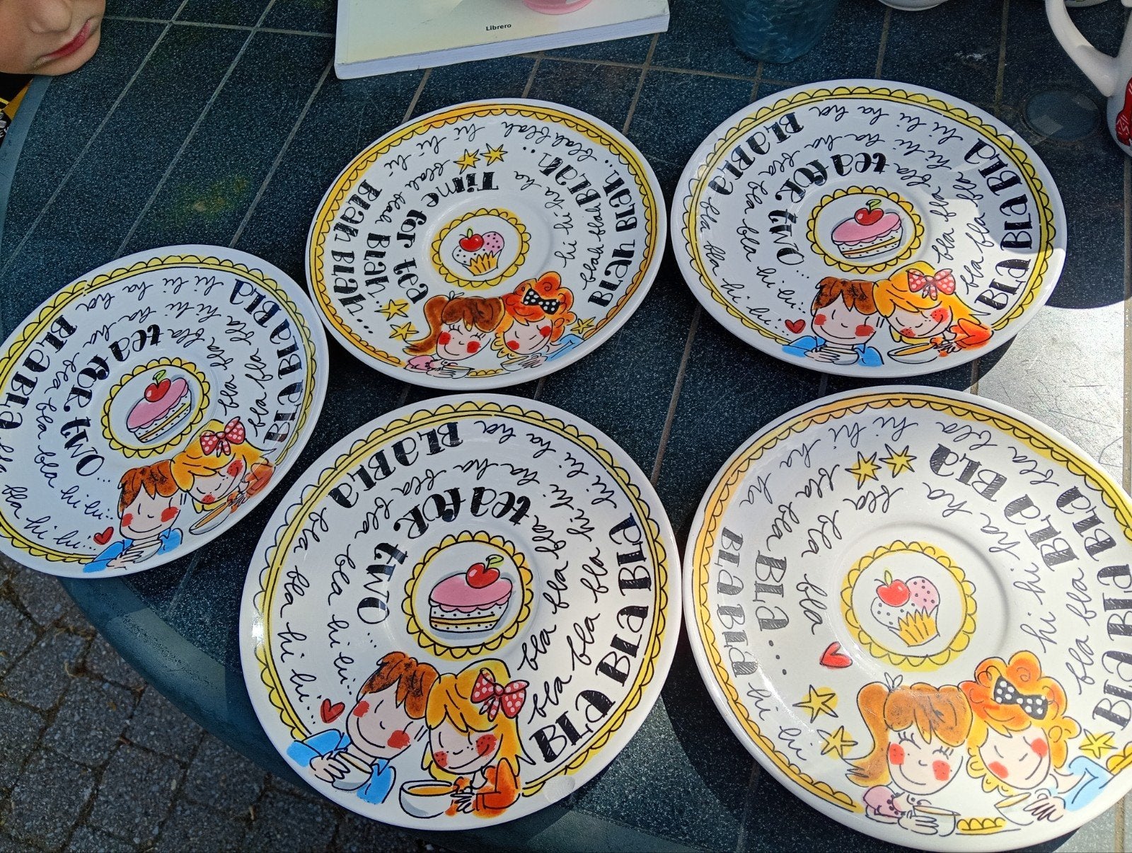 5 Blond Amsterdam gebaksbordjes - Time for Tea, Ophalen, Gebruikt, Keramiek, Bord(en)