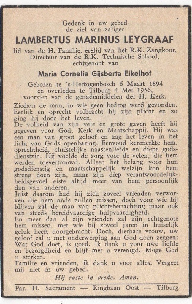 Lambertus Marinus Leygraaf 1894 Den Bosch + 1956 Tilburg, Verzenden