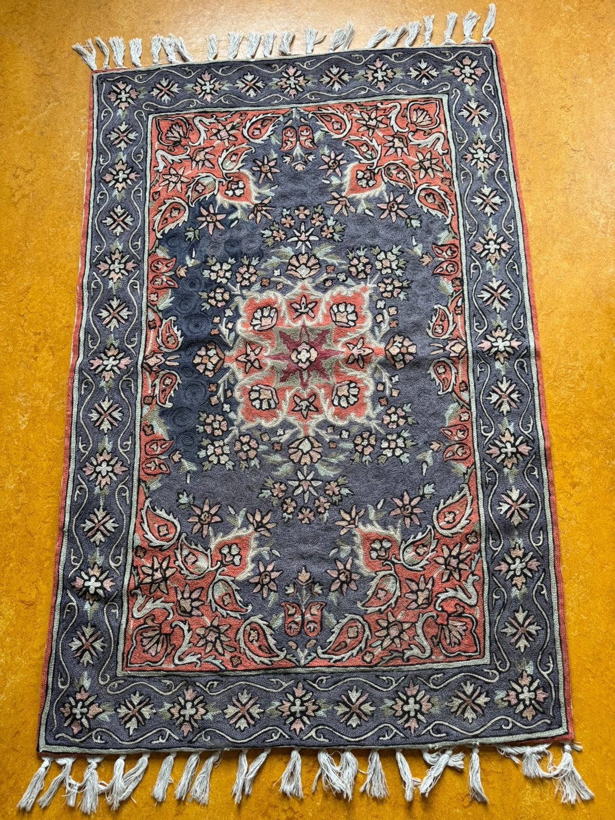 Kleed (bidkleed) uit Kashmir van zijde, 117x76, 100 tot 150 cm, Traditioneel Kashmiri, Zo goed als nieuw, Rechthoekig