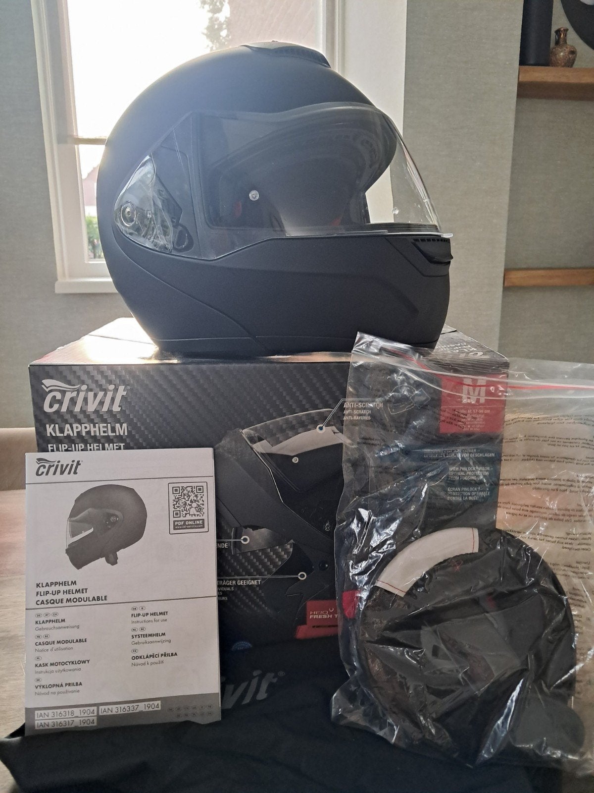 Crivit Klaphelm - Zwart, Nieuw in Doos, maat M, Motoren, Systeemhelm, Verzenden, Dames, Nieuw met kaartje