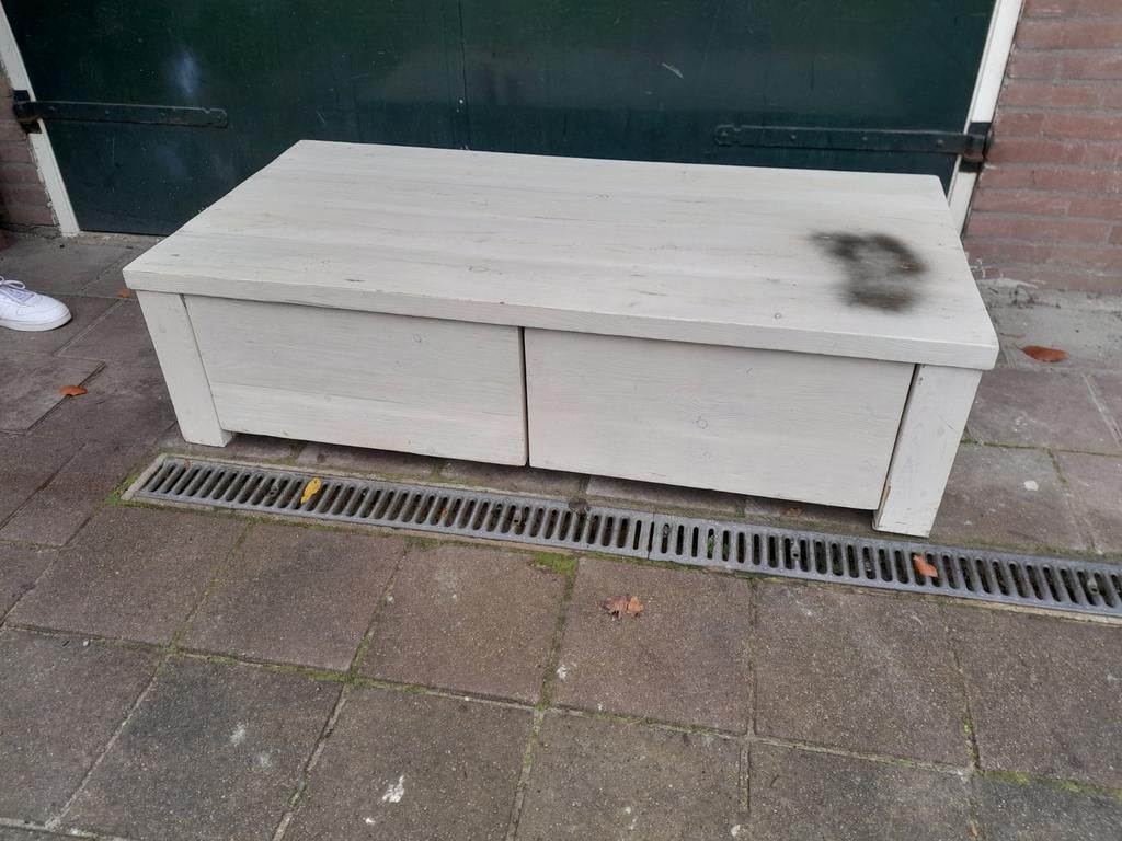 Zware kwaliteit steigerhout salontafel met lades, Ophalen, 100 tot 150 cm, 50 tot 100 cm, Minder dan 50 cm