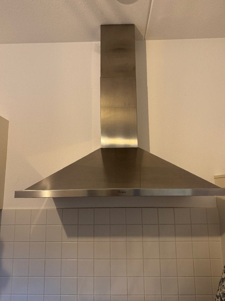 Whirlpool RVS afzuigkap / wandschouwkap 90 cm, Ophalen, Gebruikt, Wandschouwkap