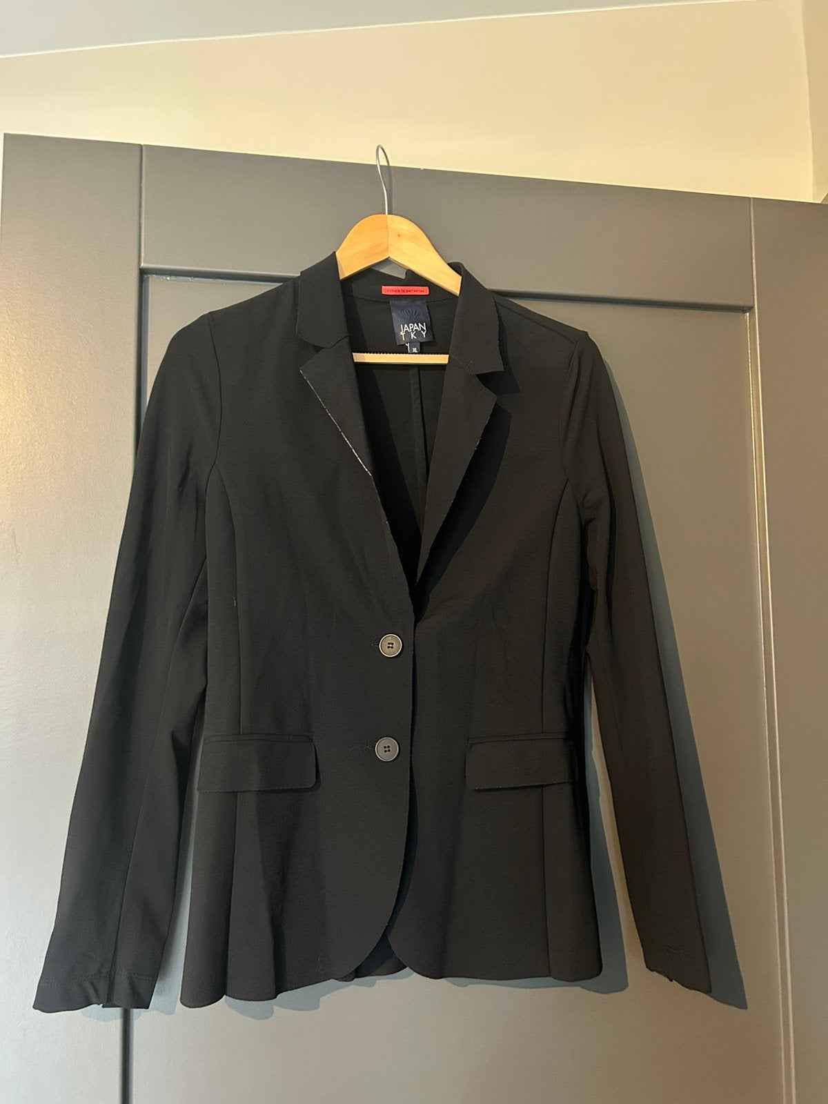 Zwarte colbert travelstof van Japan TKY maat XL te koop, Verzenden, Zwart, Maat 46/48 (XL) of groter, Zo goed als nieuw
