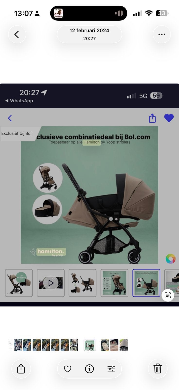 Hamilton by Joop basinet/reiswieg beige, Kinderen en Baby's, Ophalen, Zo goed als nieuw