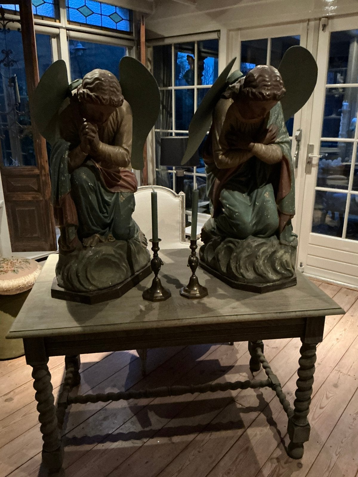 2 grote antieke kerk engelen, Antiek en Kunst, Ophalen