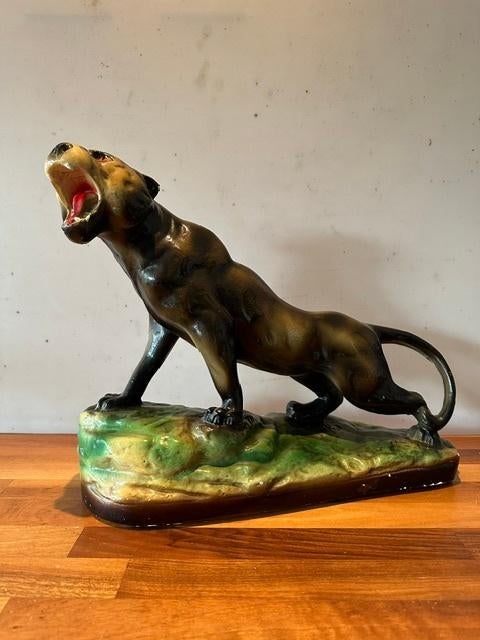 Franse Art Deco beeld van puma, gips, Ophalen