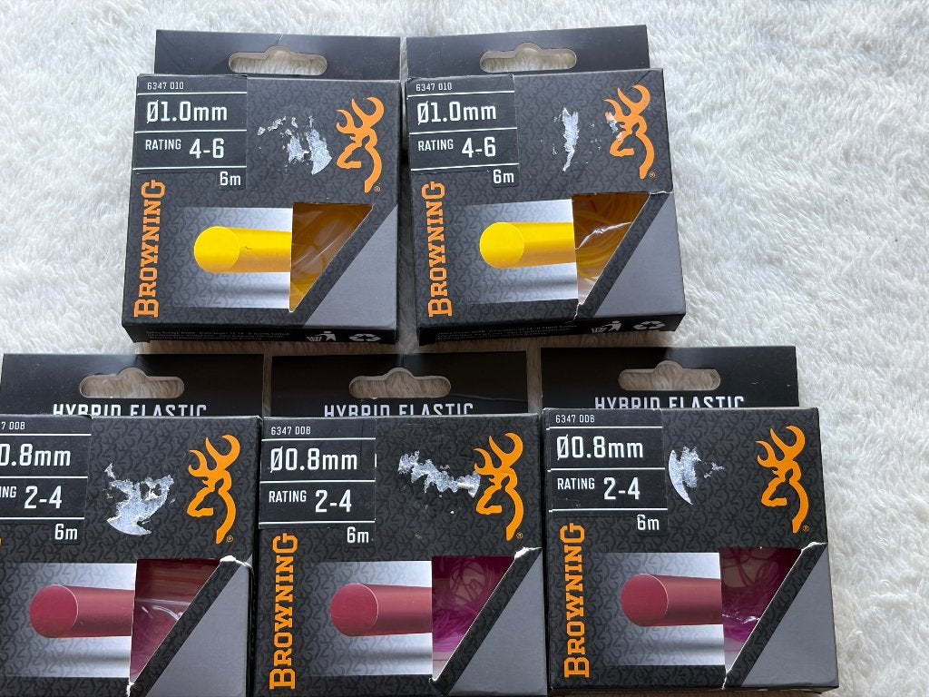 adv 340 / NIEUW mixset 5 verpakkingen elastiek BROWNING, Ophalen of Verzenden, Nieuw