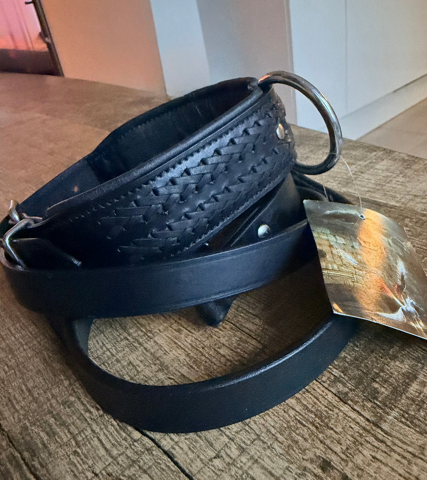 Hondenhalsband en hondenriem leer nieuw, Dieren en Toebehoren, Ophalen of Verzenden, Nieuw