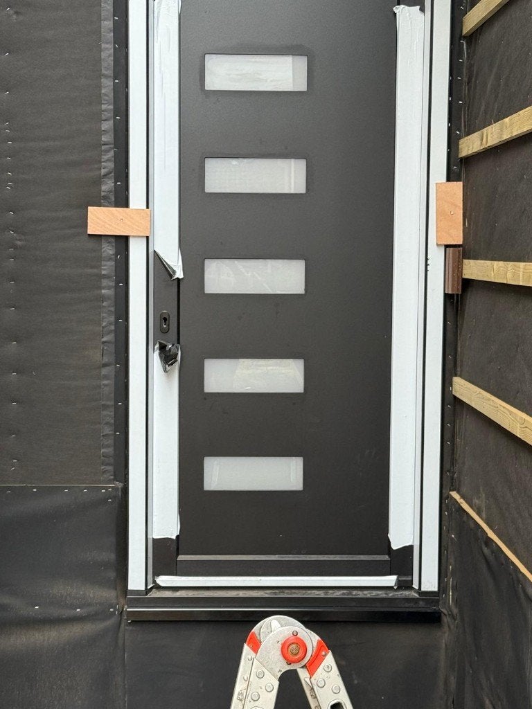 Kunststof voordeurpaneel / deurvulling met matglas, Ophalen, 80 tot 100 cm, Glas, 200 tot 215 cm