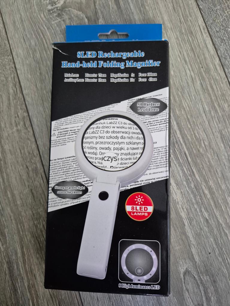 Oplaadbaar LED Vergrootglas met 8 LED's - Handheld/Tafel, Ophalen of Verzenden, Nieuw, Vergrootglas of Loep