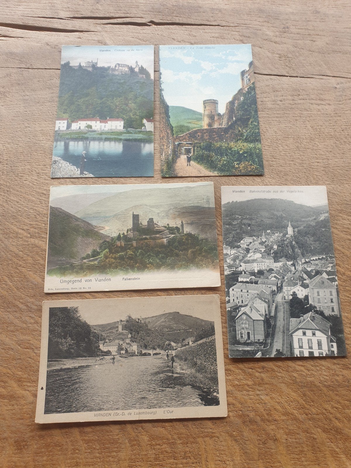 5 Oude Ansichtkaarten Vianden, Luxemburg (Voor 1920), Ophalen of Verzenden, Voor 1920, Gelopen