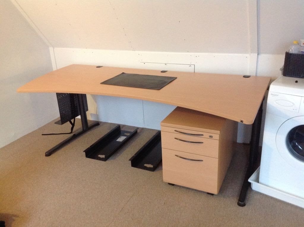 Groot bureau eikenblad, 90 cm, Gebruikt, In hoogte verstelbaar, 210 cm