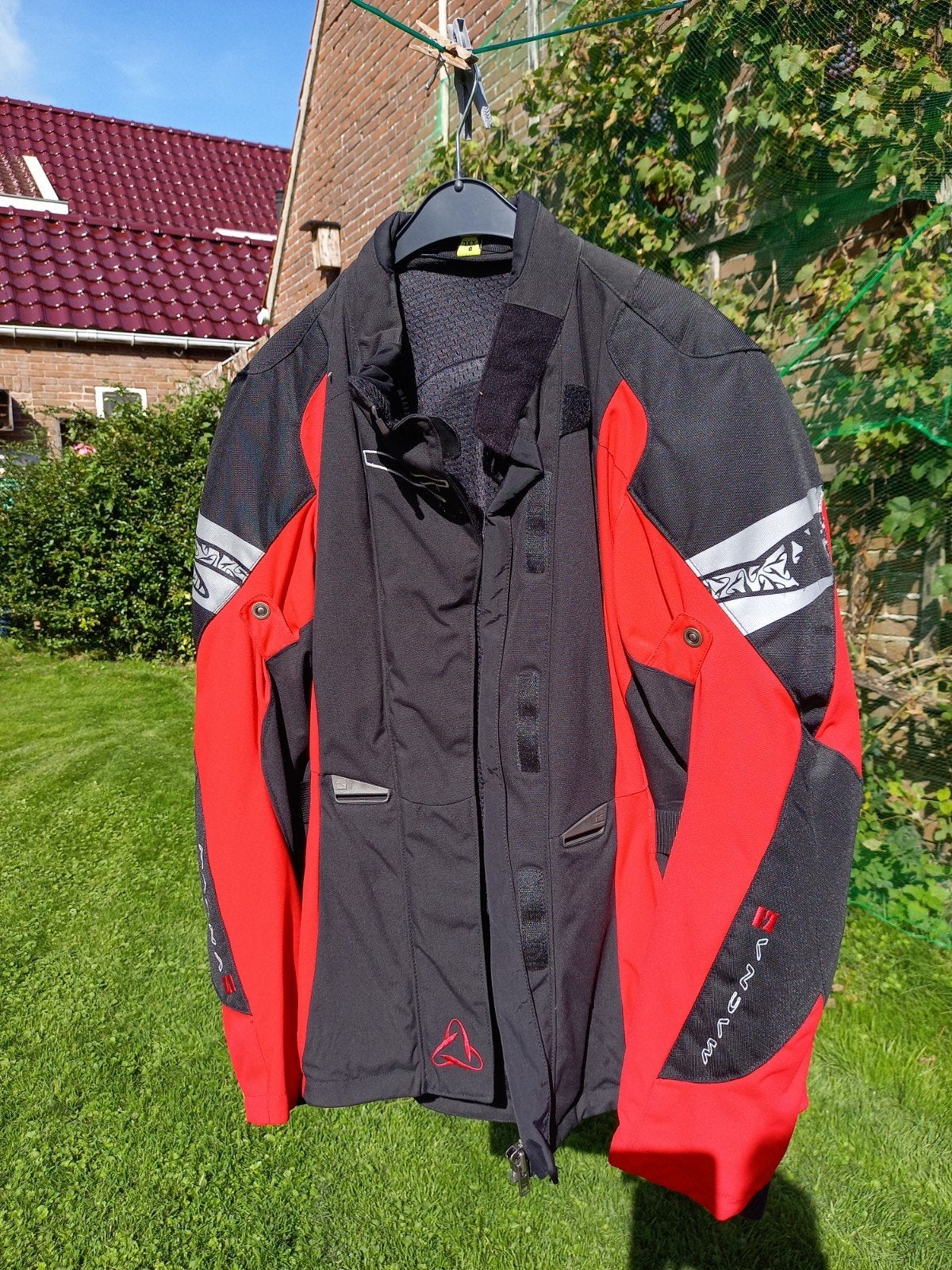 Macna motorjas textiel - Zwart/Rood, Ophalen, Jas | textiel, Dames, Tweedehands