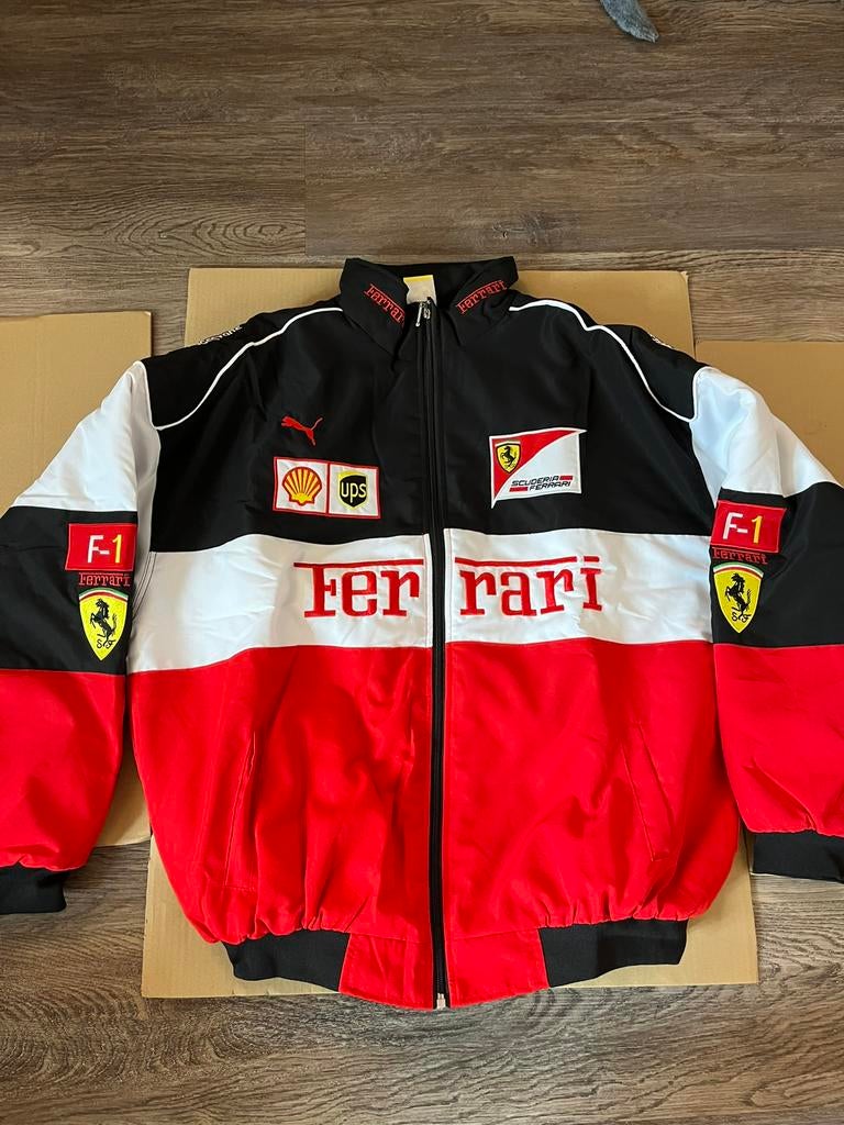 Ferrari Racing jas (maat XXL) – white vintage stijl, Kleding | Heren, Jassen | Zomer, Zo goed als nieuw, Overige maten, Rood, Ophalen of Verzenden