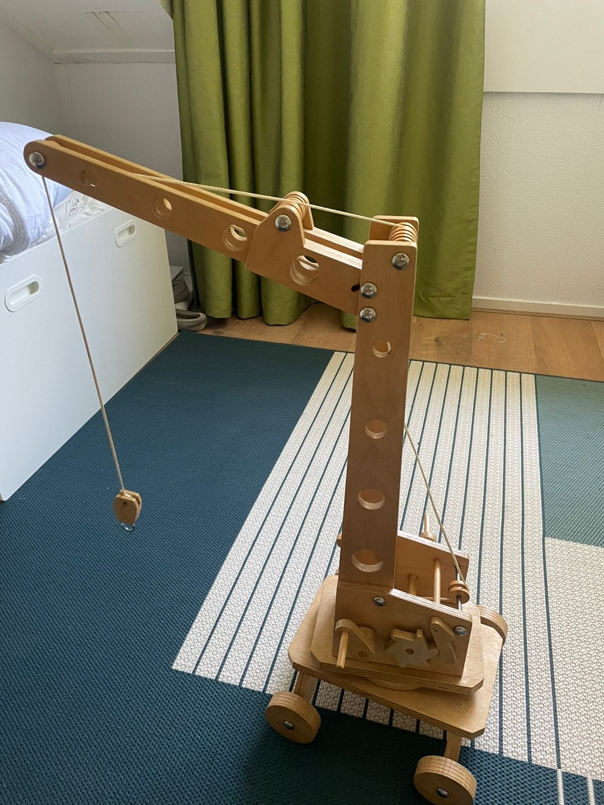 Houten bouwkraan, Ophalen, Gebruikt