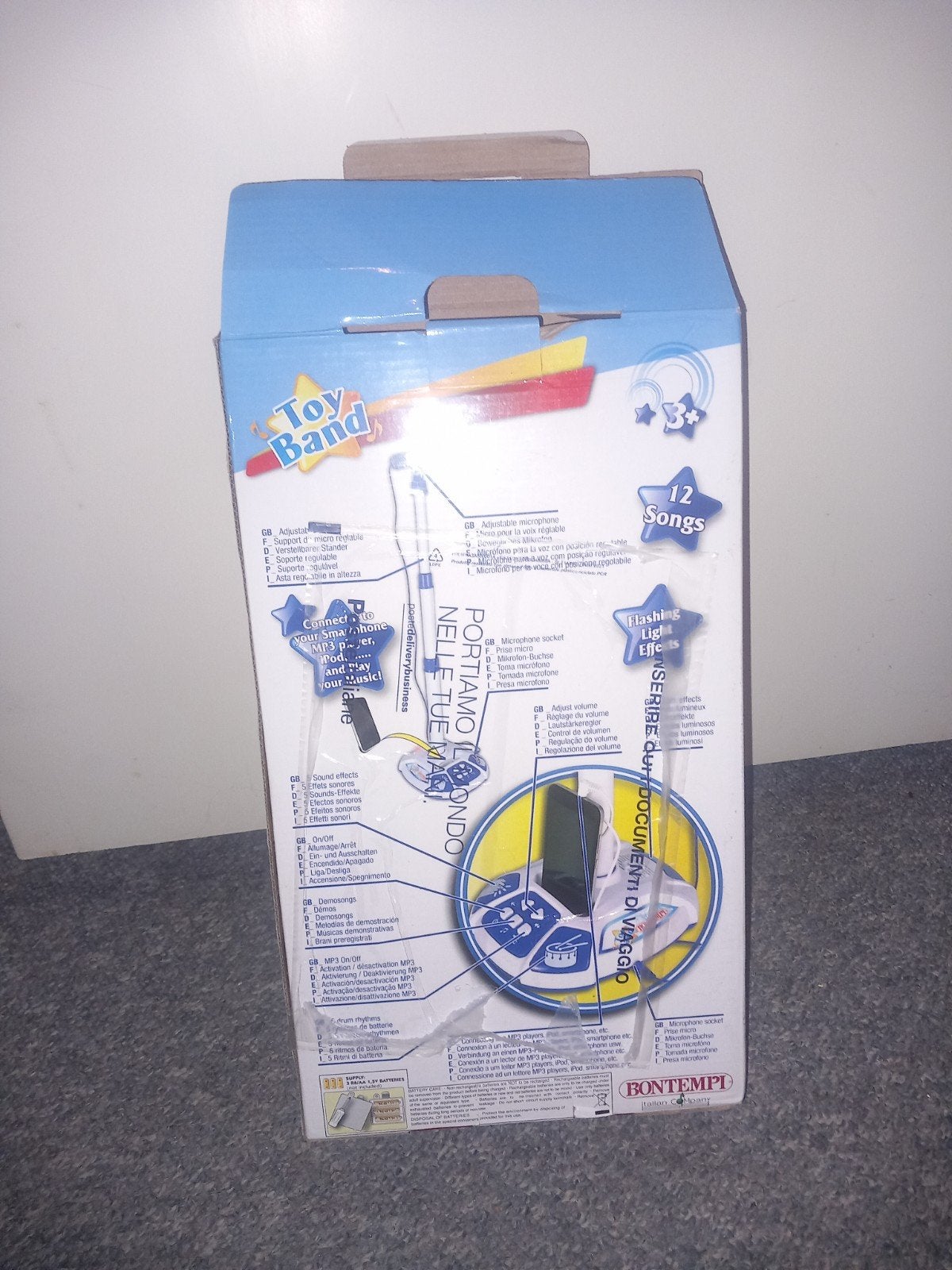 Kids Toyband showtime stage microfoon op standaard wit/blauw, Ophalen of Verzenden, Zo goed als nieuw