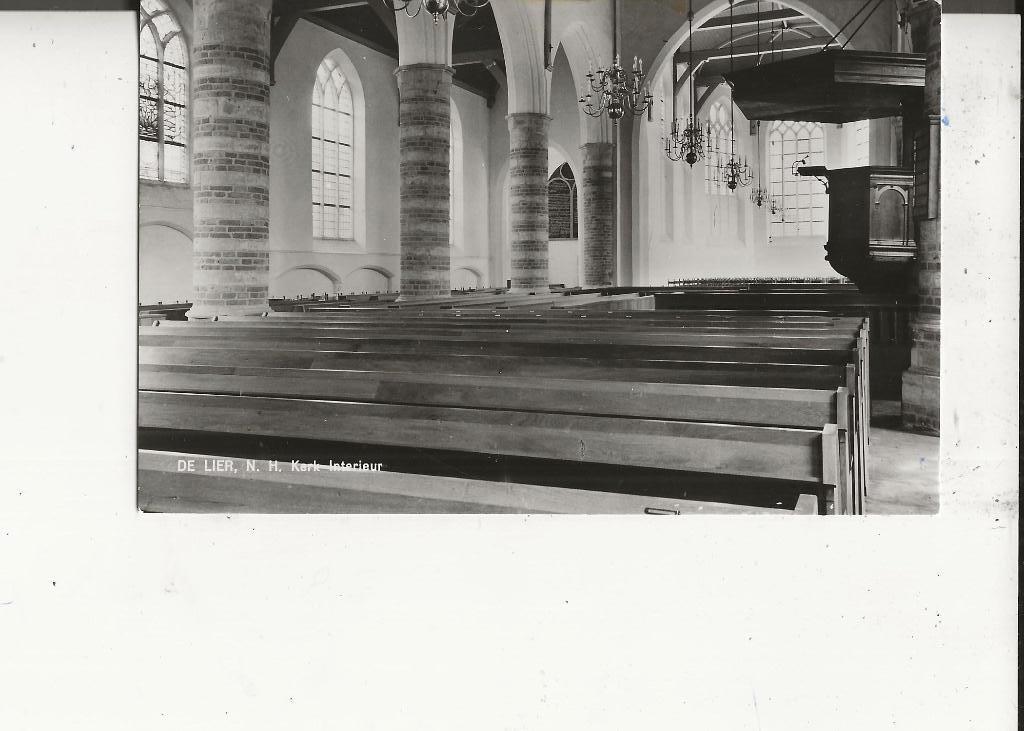 De Lier Ned.Herv.Kerk Interieur 1966, Ophalen of Verzenden, 1960 tot 1980, Ongelopen, Zuid-Holland