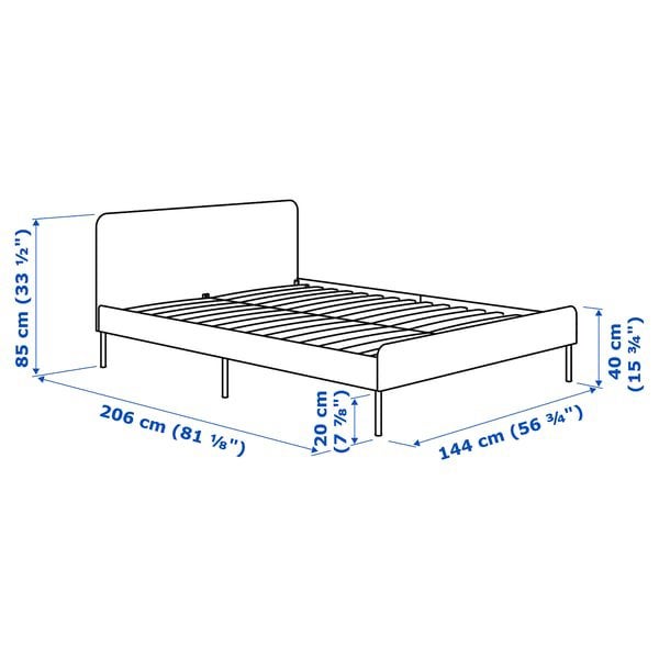 Ikea slattum bed 140x200 lichtgrijs, Ophalen, Tweepersoons, 140 cm, Zo goed als nieuw