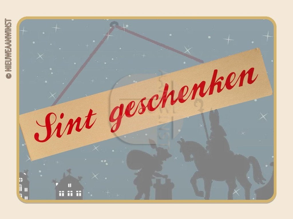 Nostalgische Sinterklaas banner 'Sint geschenken' - 70cm, Diversen, Verzenden, Gebruikt
