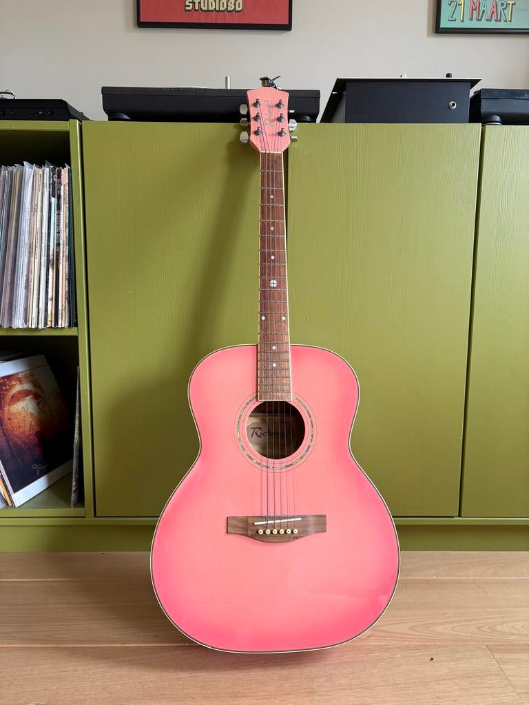 Richwood Artist Series akoestische gitaar - Roze, Ophalen, Gebruikt, Western- of Steelstringgitaar