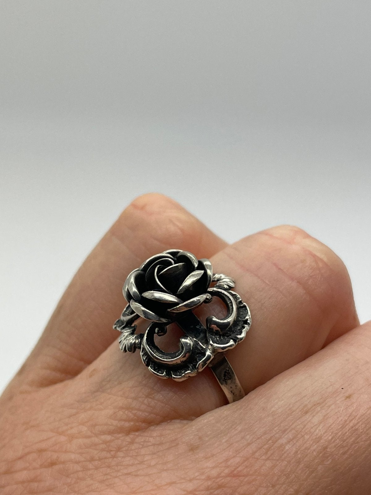 E578 Prachtige TEKA ring grote roos maat 17, Ophalen of Verzenden, Zilver