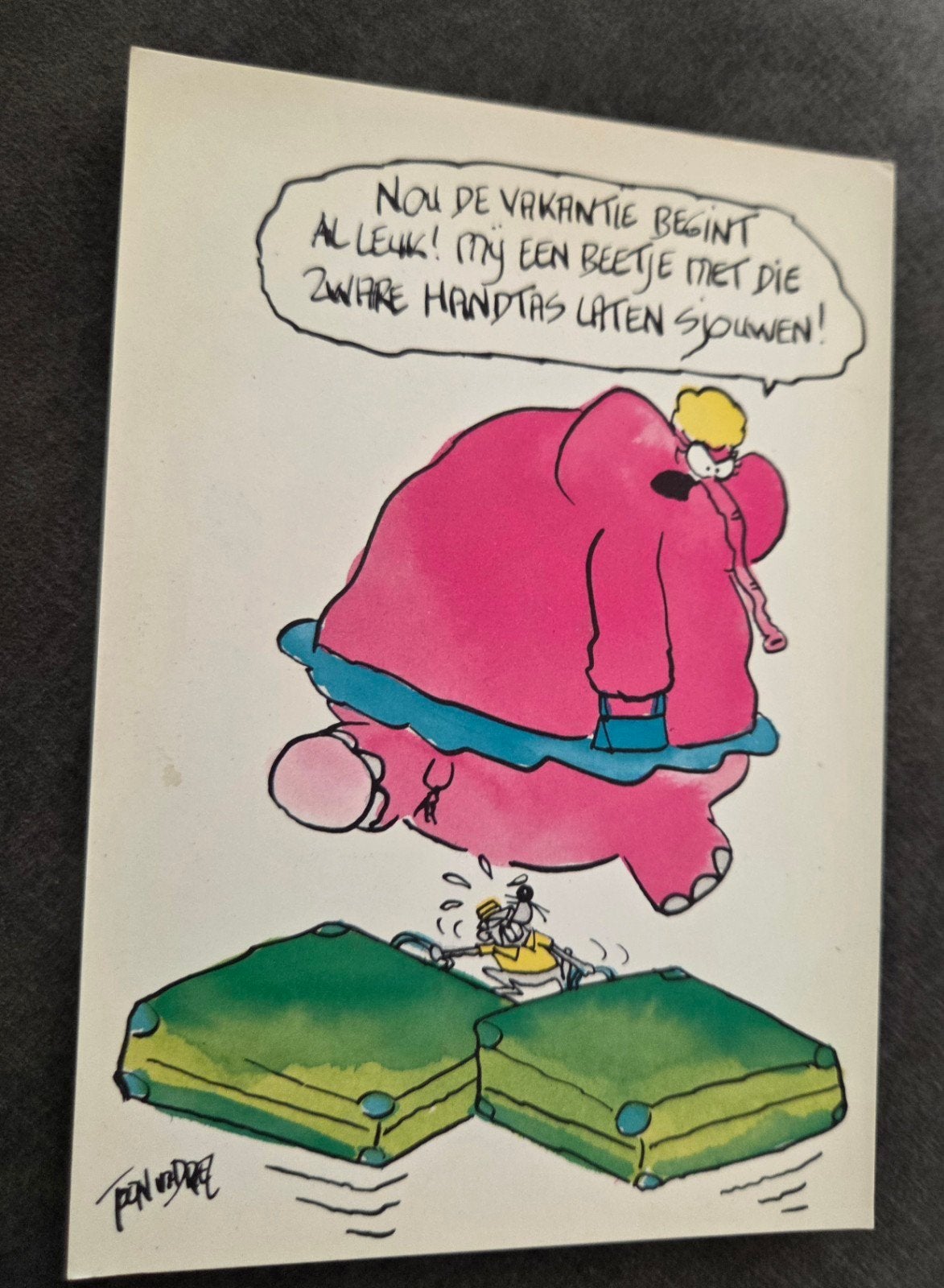 Ansichtkaart Toon van Driel - Vakantie olifant en muis, Verzamelen, Verzenden, 1980 tot heden, Ongelopen, Overige thema's