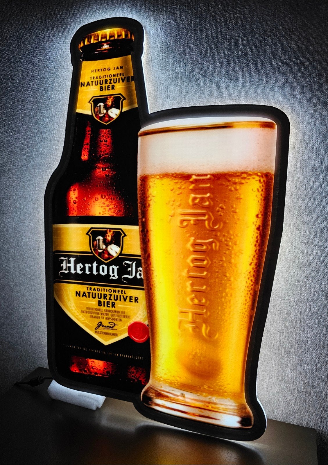 Mooie HERTOG JAN LED reclame verlichting (fles/glas), Ophalen of Verzenden, Nieuw, Reclamebord, Plaat of Schild, Hertog Jan