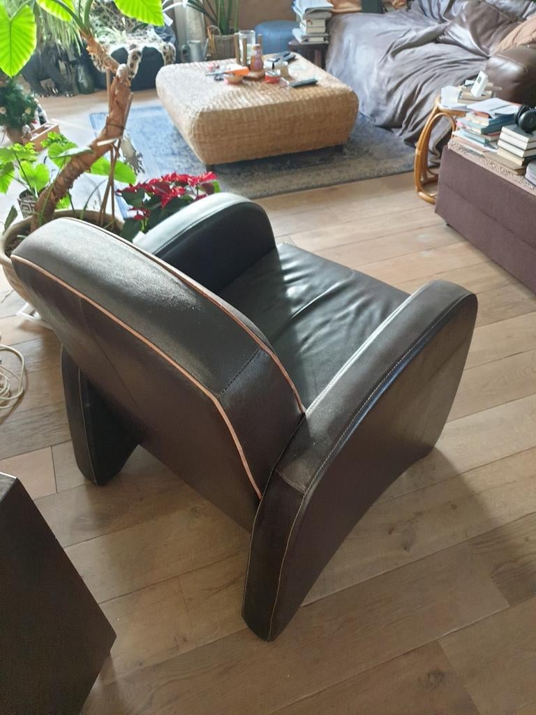 Gratis leren stoel, Huis en Inrichting, Fauteuils, Ophalen, Gebruikt, 75 tot 100 cm