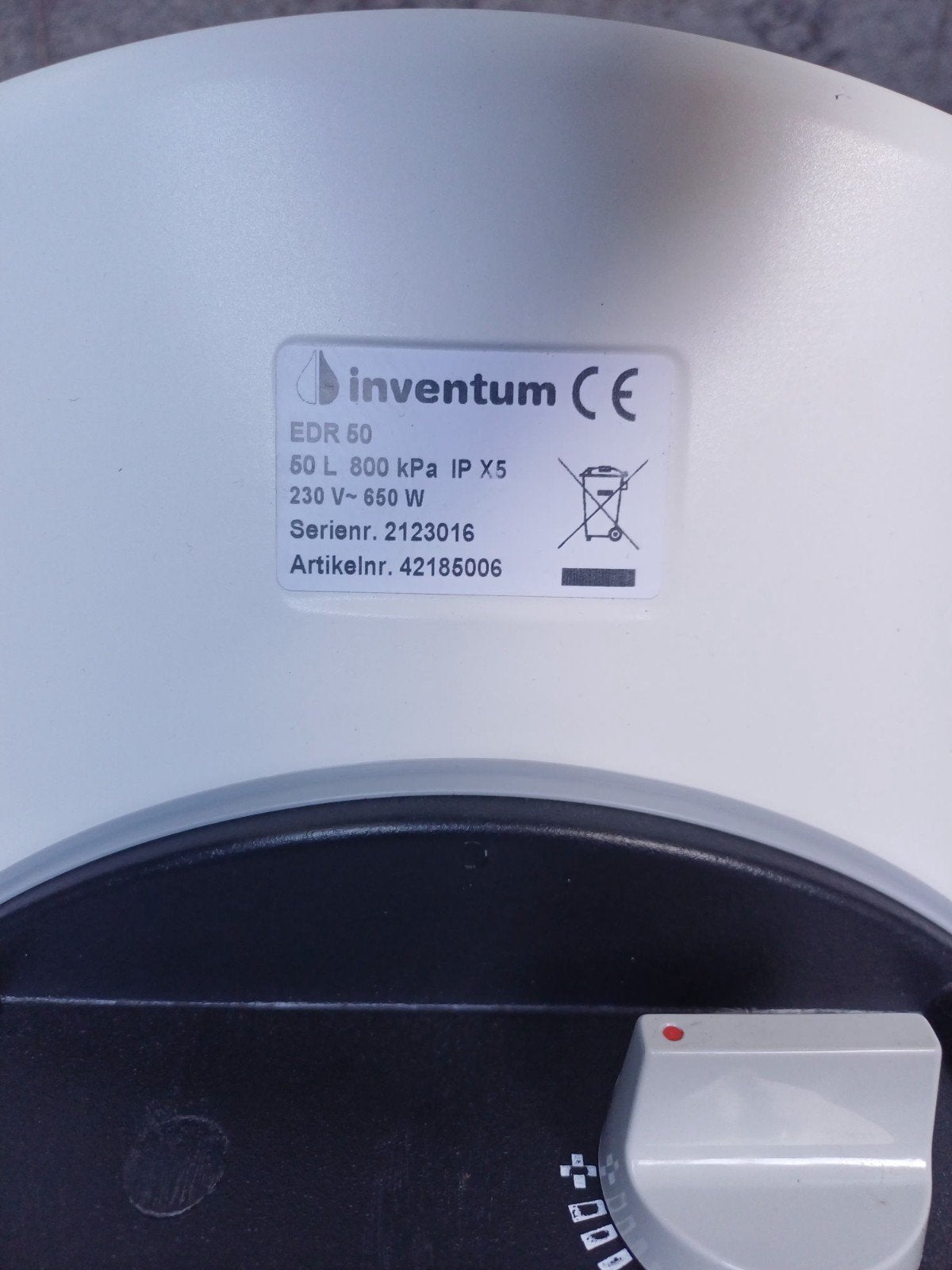 Inventum EDR 50 elektrische boiler - 50 liter, Doe-het-zelf en Verbouw, Ophalen, Gebruikt, 20 tot 100 liter, Boiler