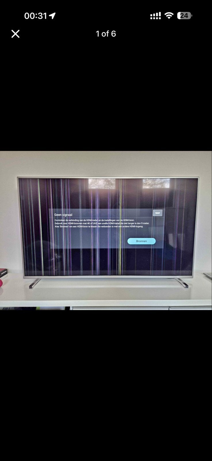 Philips 55 inch TV met strepen (defect), Ophalen, Niet werkend, 100 cm of meer, Philips