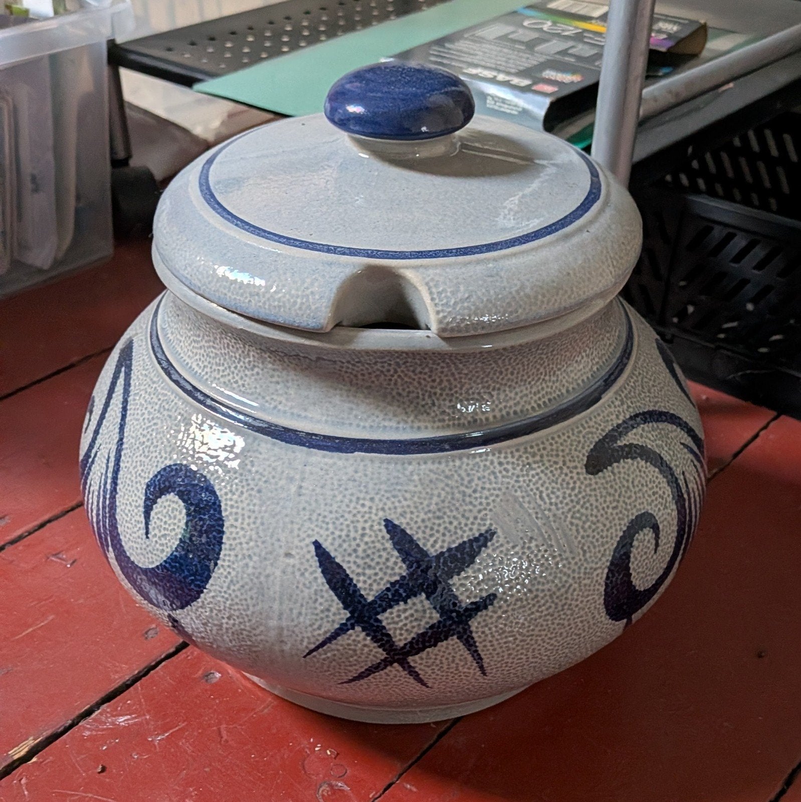 Vintage Gerzit keulse voorraad Pot met Deksel - Duitsland, Ophalen of Verzenden