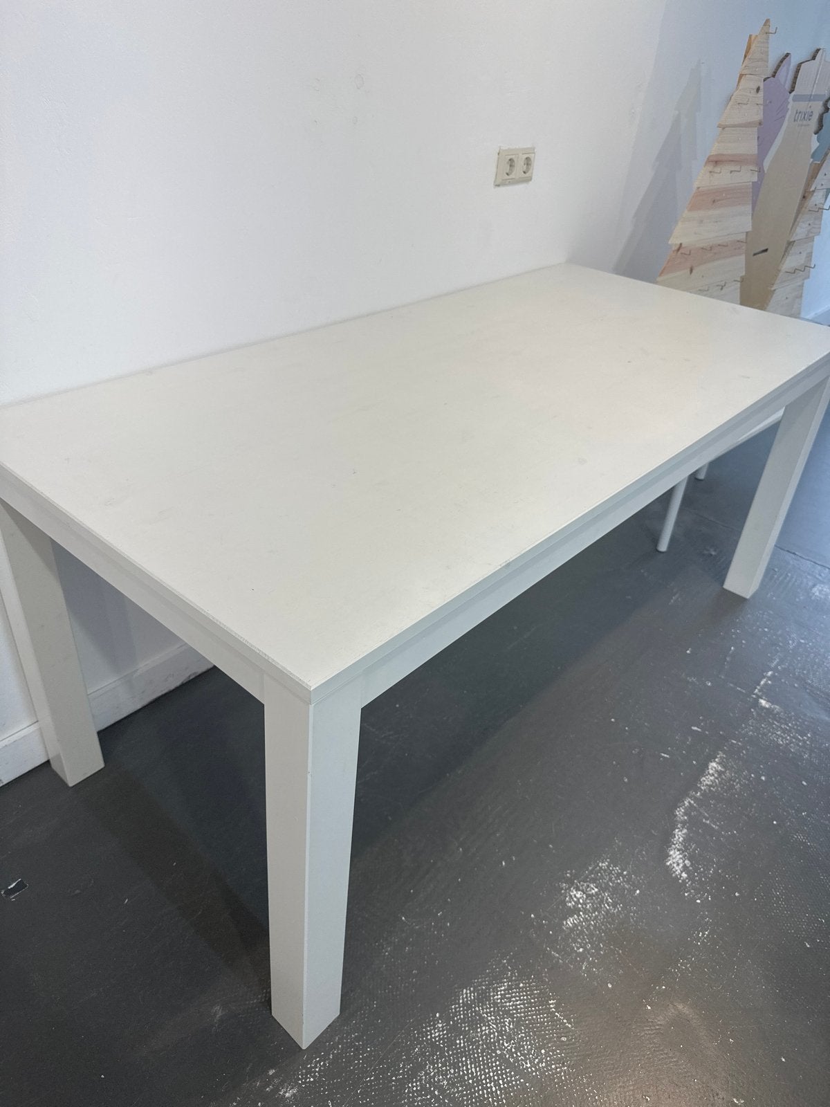 Witte houten tafel, Ophalen, Gebruikt, Rechthoekig