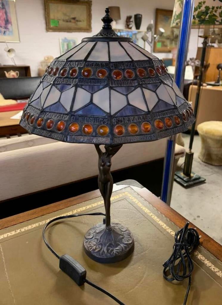 Lamp schitterend mooi oude Tiffany tafellampje, Ophalen of Verzenden