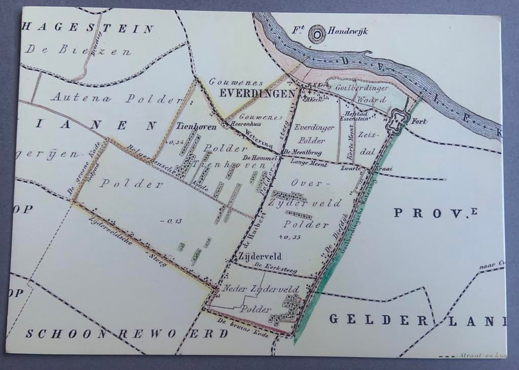 Oude kaart Everdingen, Ophalen of Verzenden, Ongelopen, Utrecht