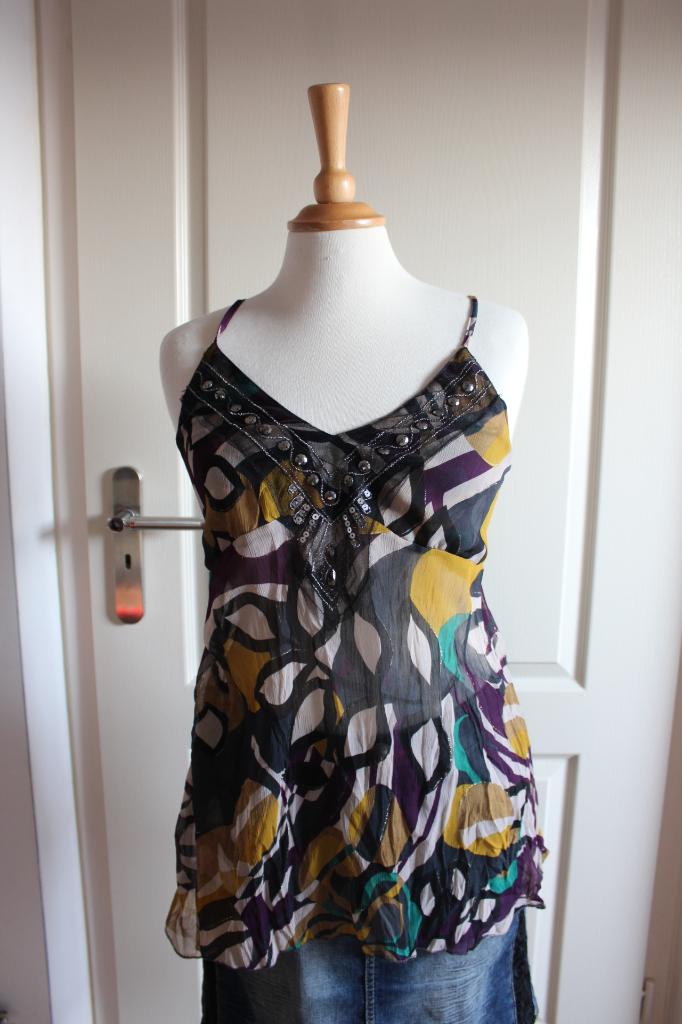Mouwloze top met print en pailletten, Kleding | Dames, Tops, Overige kleuren, Verzenden, Onbekend, Zo goed als nieuw