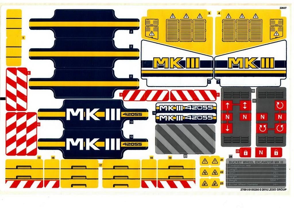 Lego Technic origineel nieuw sticker vel voor voor 42055 BWE, Lego, Nieuw, Ophalen of Verzenden, Technic