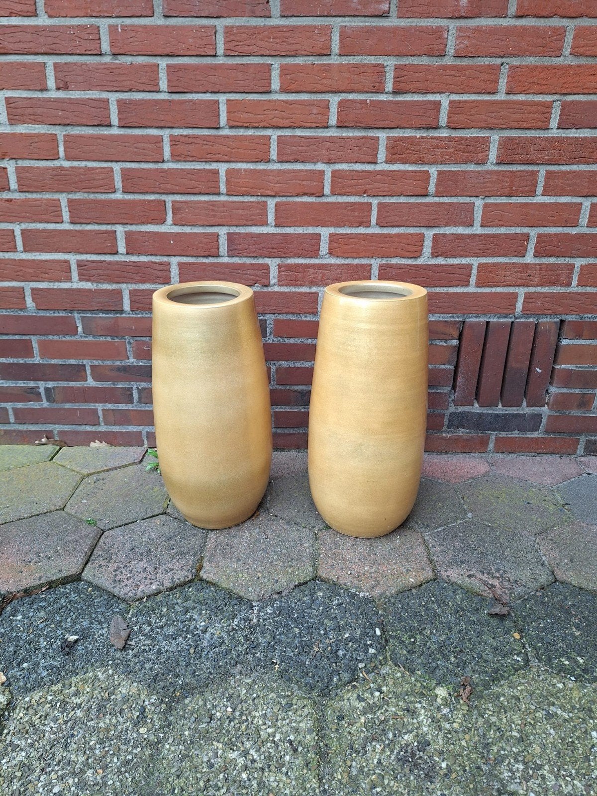 Set van 2 grote gouden bloempotten, Huis en Inrichting, Woonaccessoires | Vazen, Ophalen
