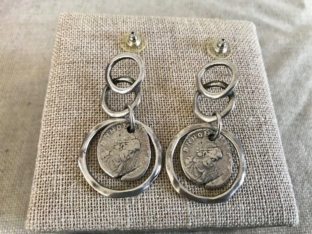 Uno de 50 oorbellen (77) (125,- = 52,50) Roman coins dangle, Overige materialen, Nieuw, Ophalen of Verzenden, Knopjes of Stekers