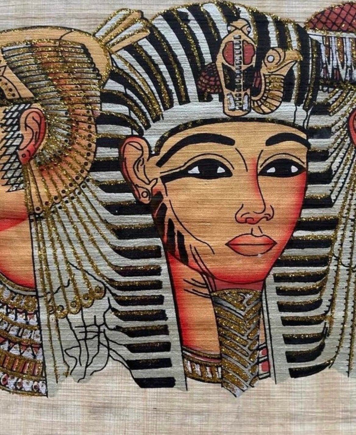 Egyptische papyrus schildering met farao's, Antiek en Kunst, Kunst | Schilderijen | Klassiek, Portret of Personen, Ophalen of Verzenden